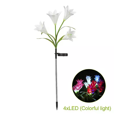 Solar Lily Flower Garden Lights 7 Color Changing LED Stake Landscape Decor Lamp • £49.99