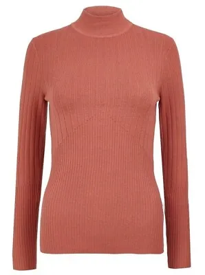 £7.99 • Buy New Ladies M&S Collection Cinnamon Ribbed Fitted Jumper Long Sleeve Polo NeckTop