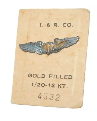 Original WWII US Army Air Force 1/20th 12K Gold Filled Pilot Wings Mini Pin • $14.99