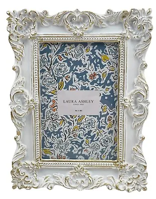 LAURA ASHLEY Picture Frame 4X6 White Gilded Gold Ornate Textured Hand-Crafted • £32.10