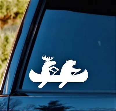 Moose Bear Canoe Decal Sticker Car Truck SUV Camping Hiking Tent Kayak Art M1052 • $3.60