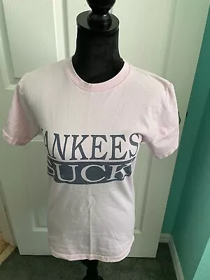 Vintage 2000s Yankees Suck Pink T-Shirt Womens Size Small MLB Baseball • $12