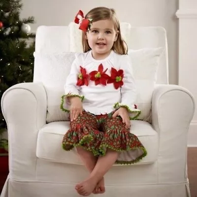 Mud Pie Leopard Poinsettia 2 Piece Pant Set Baby 0-6 Months NWT And Hanger • $8