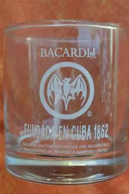 Collectable BACARDI RUM GLASS 1 ONLY. RARE. Fundada En Cuba 1862 + Bat Logo • $9.49