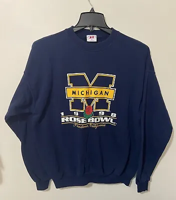 VTG Michigan 1998 Rose Bowl Crewneck Sweater Pullover Collage Football Size XL • $47.50