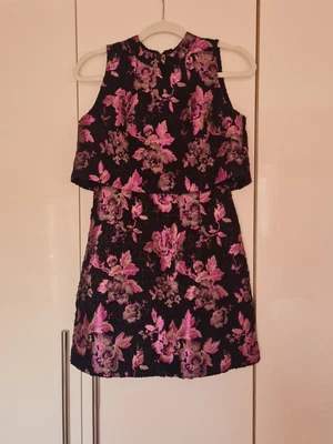 £2.99 • Buy Ladies Womens Girls Topshop Black & Pink Floral 60s Style Dress Size 8 WornTwice
