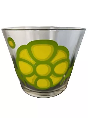 Vintage Colony Glass Ice Bucket Retro Bar Flower Power Daisy Green/Yellow  • $20