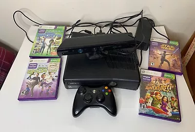 Microsoft Xbox 360 S 1439 Black Console Bundle With Kinect And 4 Games • $116.95