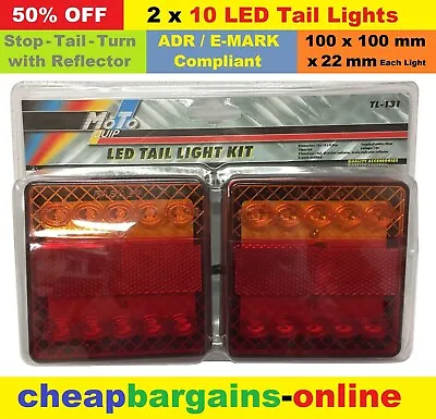 $23.69 • Buy 2 Trailer Led Tail Lights Assemblies Kit Combination Stop Tail Turn Lamp Caravan