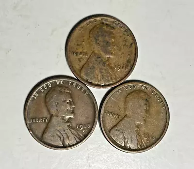 1918 P D S Lincoln Wheat Cent Penny Cent Lot Of 3 Coins • $2.99