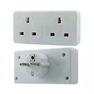 £9.99 • Buy 2XTwo -Way European Travel Adaptor 2 Pin Euro EU Style To Double 3 Pin UK Socket