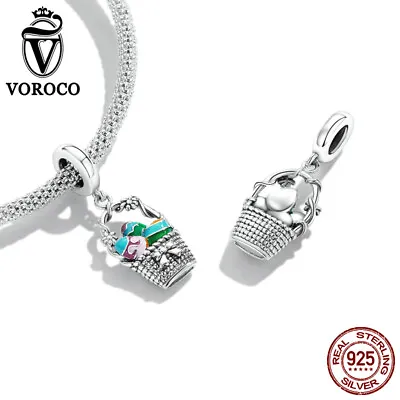 Voroco European 925 Sterling Silver Easter Egg Basket Bracelet Charm Bead Women • $12.47