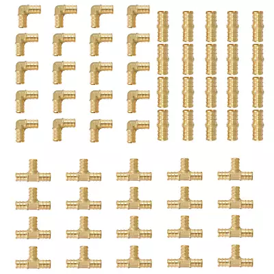 EFIELD 60 PCS 1/2  PEX Crimp Brass  Fittings Elbow Coupling Tee(20 PCS/Each) • $45.99