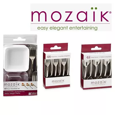 🆕️MOZAIK 144 PIECE MINI Disposable Plates Forks Spoons Appetizer Tasting Party • $19.47