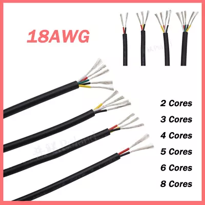 Flexible 2/3/4/5/6/8 Core Multicore Cable 18AWG Black Signal Power Data Car Wire • $5.49