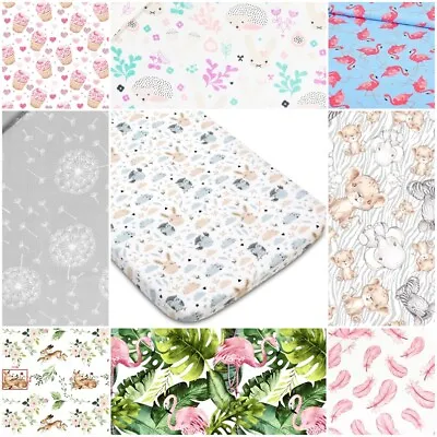 £3.99 • Buy COT FITTED SHEET PATTERNED 100% Cotton BED COVER 60x120 70x140 Feather Elephants