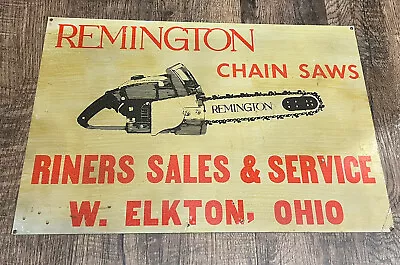 Old Vintage Remington Chain Saws Metal Advertising Sign Gas Oil Original Ohio • $275