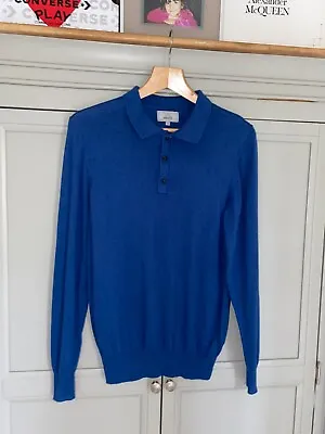 Marks & Spencer Collared Jumper Blue Fine Knit Size Small M&S Collection Golf • £17.99