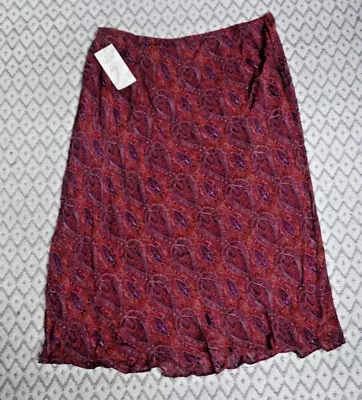 J Jill Rayon Long Red Paisley Skirt Women's 3X NWT • $20.98