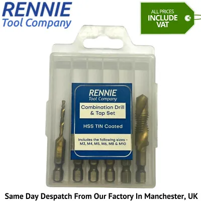 £11.99 • Buy Rennie Tools 6 Piece Combination HSS Drill And Tap Set M3 M4 M5 M6 M8 & M10 