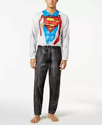 Men's Briefly Stated Superman Clark Kent One-Piece Union Suit Costume Pajamas L • $24.99