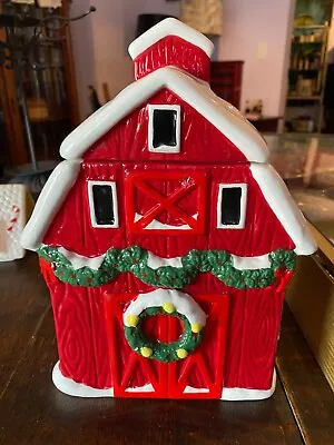 Red Barn Farm Cookie Jar Christmas Holiday Time • $5