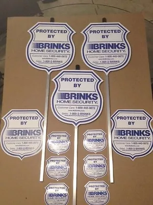 3 REFLECTIVE BRINKS Security Yard Signs + 2 Window Signs + 6 Window Decals *NEW* • $43.99