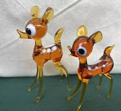 2 Amber Vintage Glass Bambi/Deer/Fawn 60s/70s Murano • £12.90