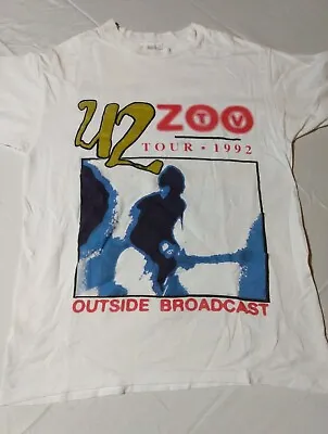 U2 Zoo TV Tour 1992 Outside Broadcast Concert T Shirt Double Sided SZ L • $129.99