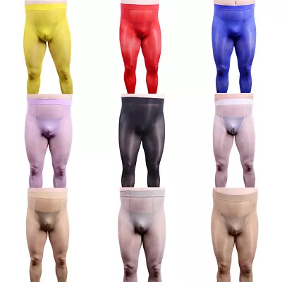 Men Elastic Shiny Pantyhose Glossy Stockings Sheer Tights Gay U Convex Underwear • $13.29