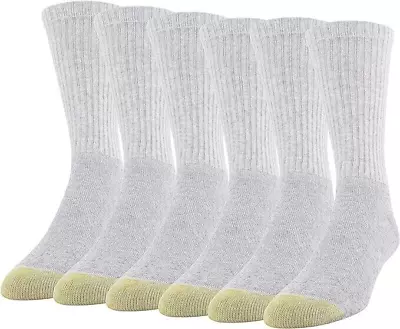 Gold Toe Men's 656S Cotton Crew Athletic Socks Grey 6 Pairs  Large 6-12.5 • $13.99