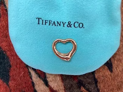 Tiffany & Co. - Elsa Peretti - 18k 750 🌹 ROSE 🌹 Gold  Open Heart Pendant 16mm • $429