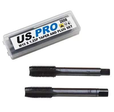 £4.95 • Buy M10 X 1.25mm THREAD TAPER & PLUG SET By US PRO TOOLS HSS Thread Repair Tap