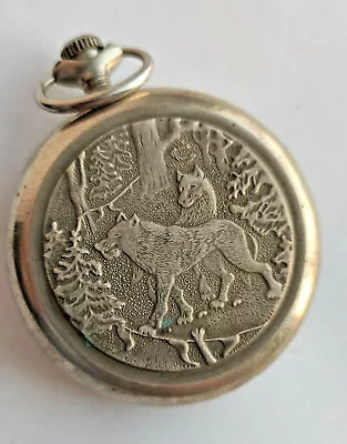 Molnija Wolves Pocket Watch Quality Mark Vintage Ussr Wolves Hunting Forest • $198