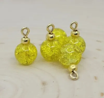 5 Dollhouse Miniature Christmas Tree Ornaments 1:12 Scale Glass Yellow Crackle • $8.99