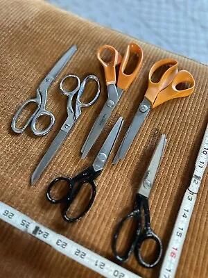 6- Pinking Shears & Vintage Scissors Lot Fiskars Kleancut More Craft Dressmaker • $19
