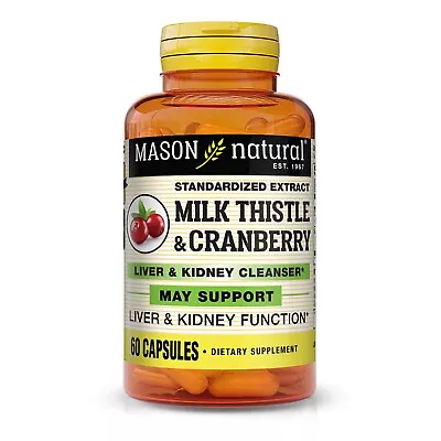 Mason Natural Milk Thistle Cranberry Liver & Kidney Cleanser  Detox 60 Capsules • $10.49