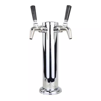 Stainless Steel 3  Double Tap 2 Faucet Draft Beer Font Tower For Kegerator  FP • $145.99