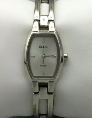 $7 • Buy Relic By Fossil Watch Women Silver Tone Rectangle Water Resistant New Battery 6 