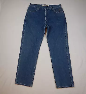 Harley Davidson Motorcycle Jeans Mens 36X32 Blue Logo Straight Leg Denim • $31