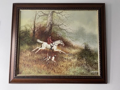 £400 • Buy Hunting Oil Painting 20th Century L.Elford Oil Painting Framed Artwork Dog Paint
