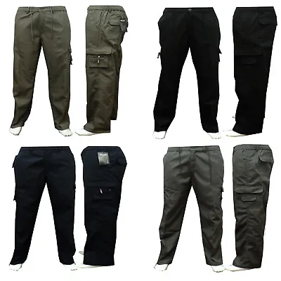£14.91 • Buy Mens Fleece Lined Elasticated Cotton Cargo Combat Work Pants Trousers Bottoms