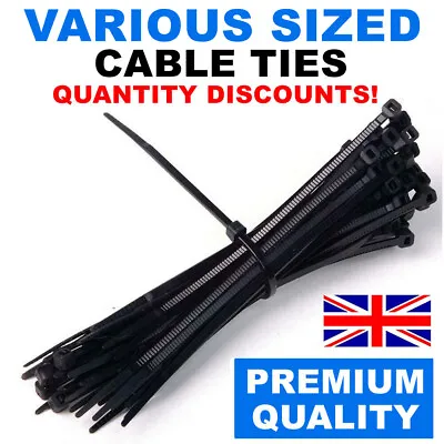Cable Ties Nylon Zip Tie Wraps Strong Long All Sizes & Colours Upto 25% DISCOUNT • £0.99