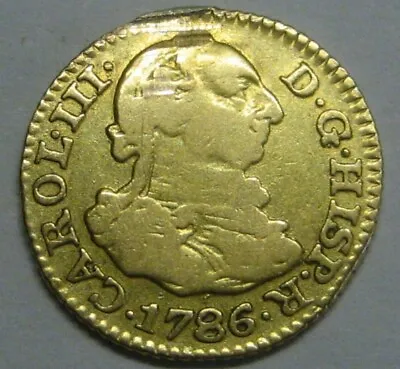 1786 Madrid 1/2 Escudo Charles Iii Spain Gold Doubloon Spanish Colonial Era  • $215