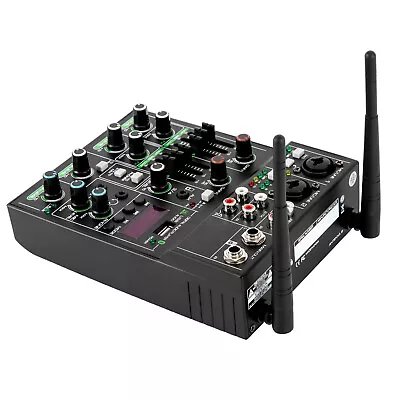 Professional Audio Mixer4Channel Sound Mixer W/Dual Wireless Mic DJ Live Studio • $73.15