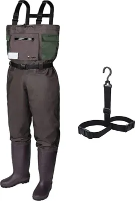 RUNCL Chest Waders With Boots 9.5 Fishing Waders High Waist Brown Men's 6 W 8 • $37