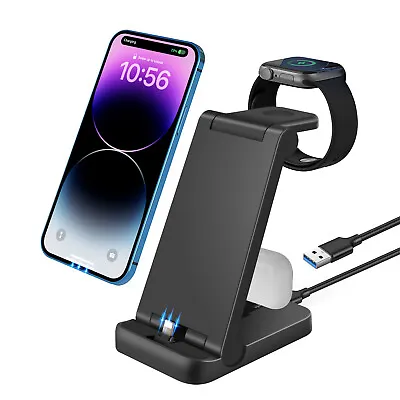 $32.89 • Buy 3in1 Foldable Charging Dock Charger Stand For IWatch IPhone 14 Pro Max 13 12 XS