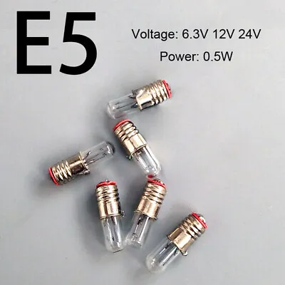 E5 Miniature Indicator Light Bulb Screw 5×17mm Signal Light Power 0.5W 6.3V 12V • £11.11