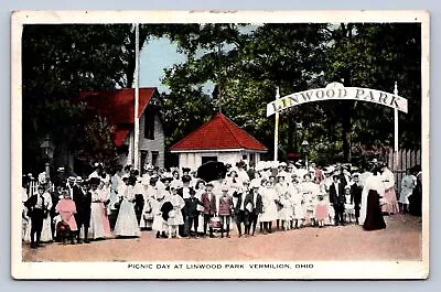 J92/ Vermilion Ohio Postcard C1910 Picnic Day Linworth Park Crowd 338 • $18.40