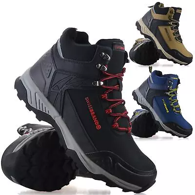 Mens Walking Hiking Memory Foam Lace Up Casual Ankle Boots Trainers Shoes Size • £26.98